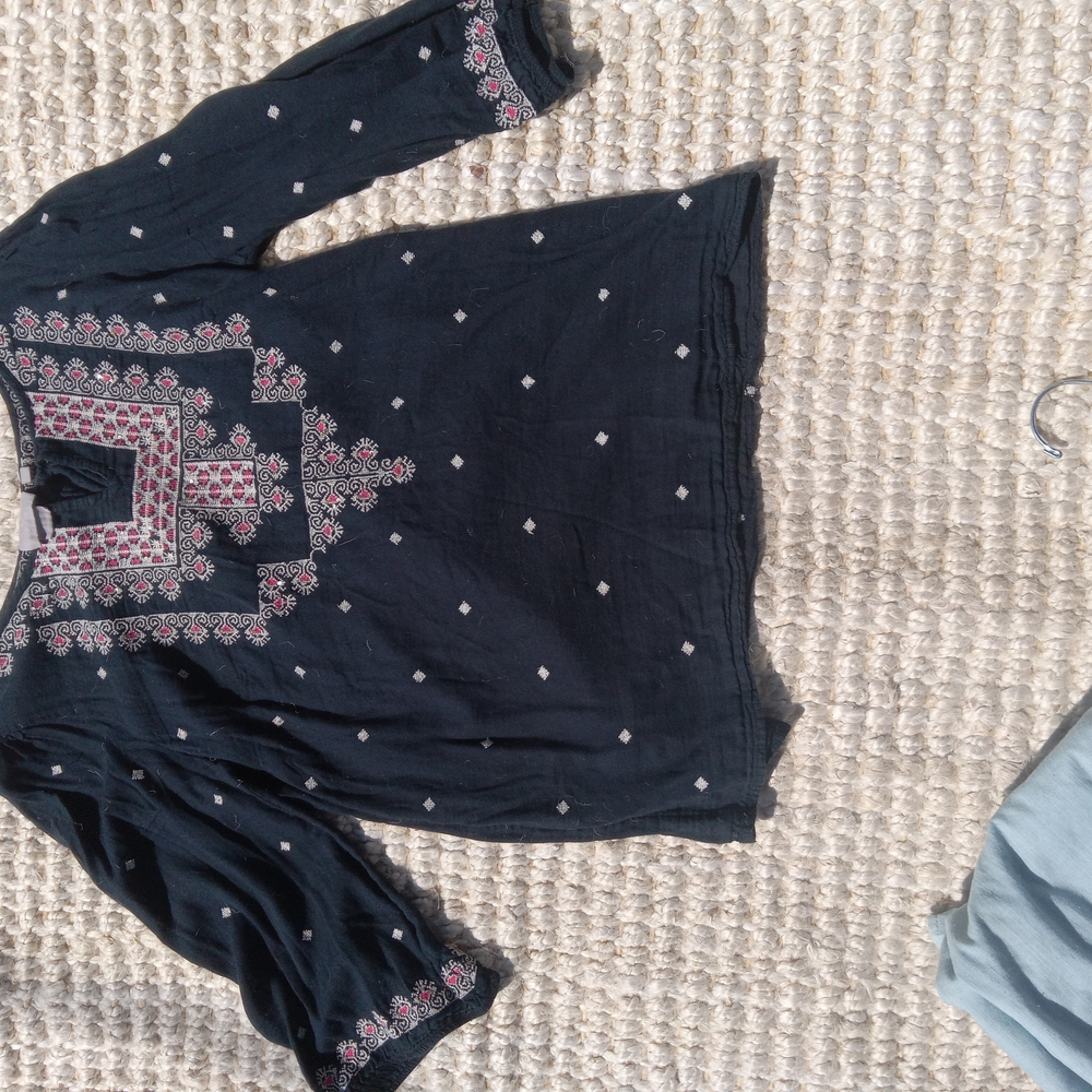 Blue Tunic with Embroidered Details